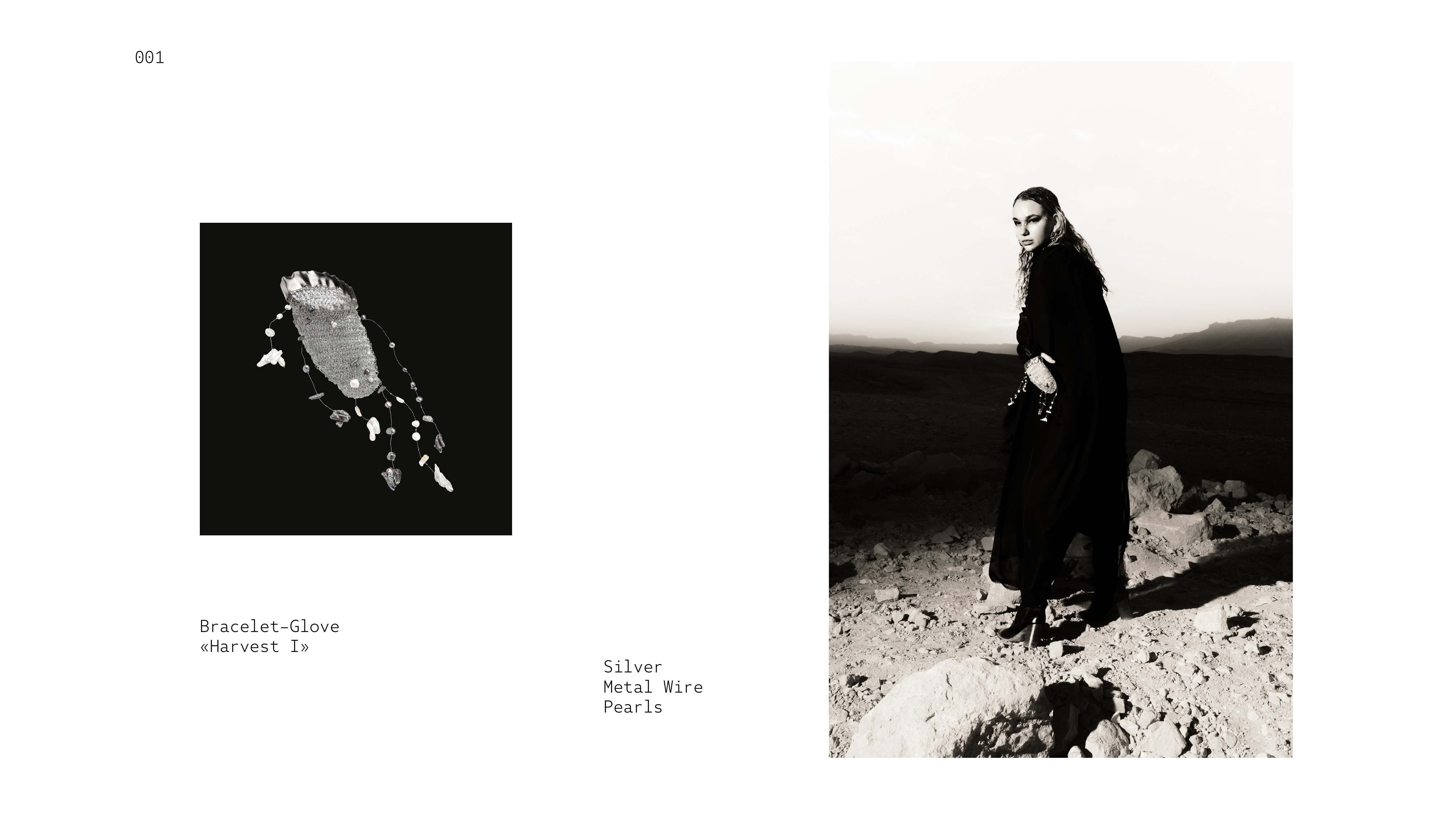 THIRST 001 — Bracelet-Glove «Harvest I» — Silver, Metal Wire, Pearls