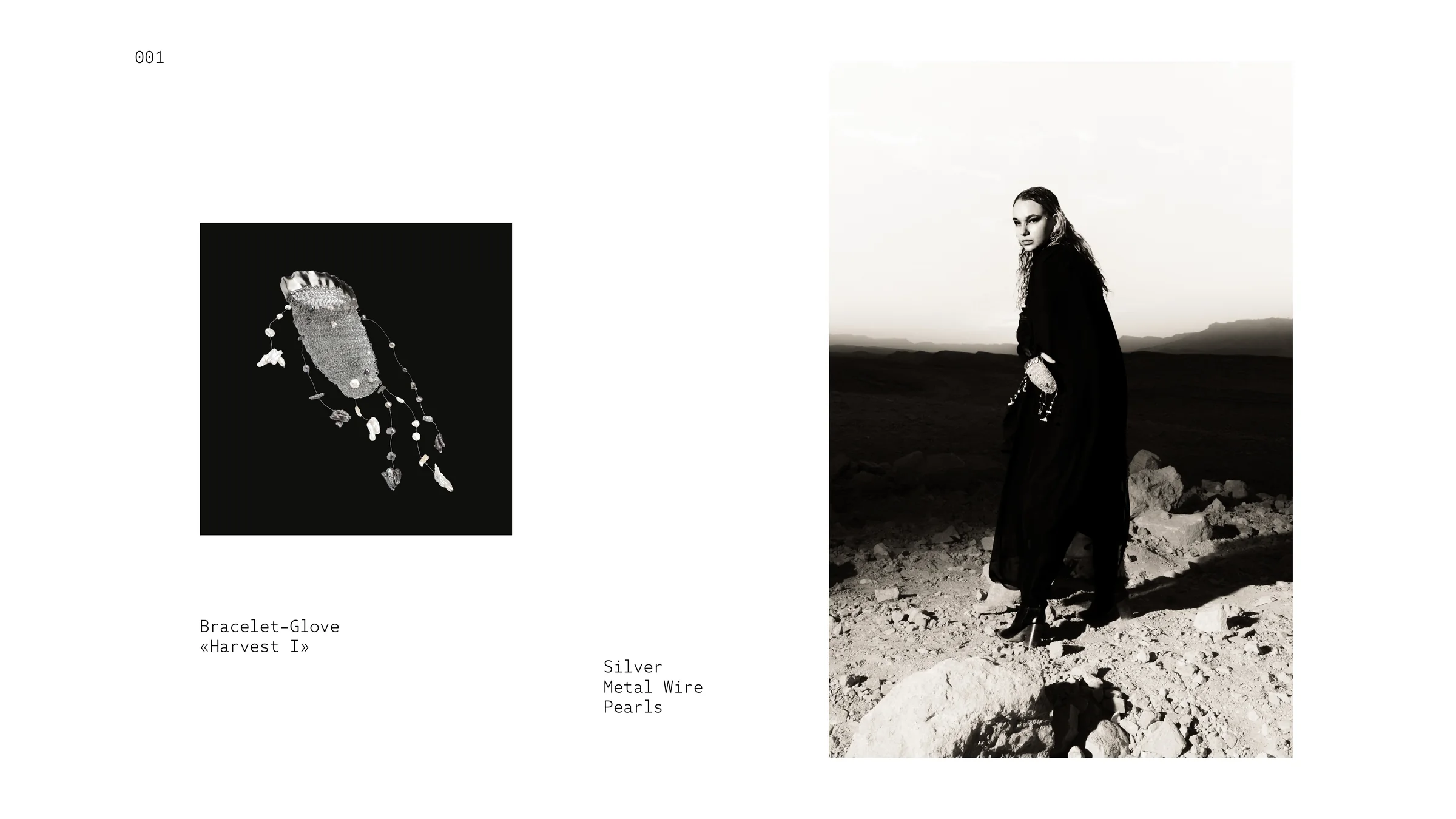 THIRST 001 — Bracelet-Glove «Harvest I» — Silver, Metal Wire, Pearls