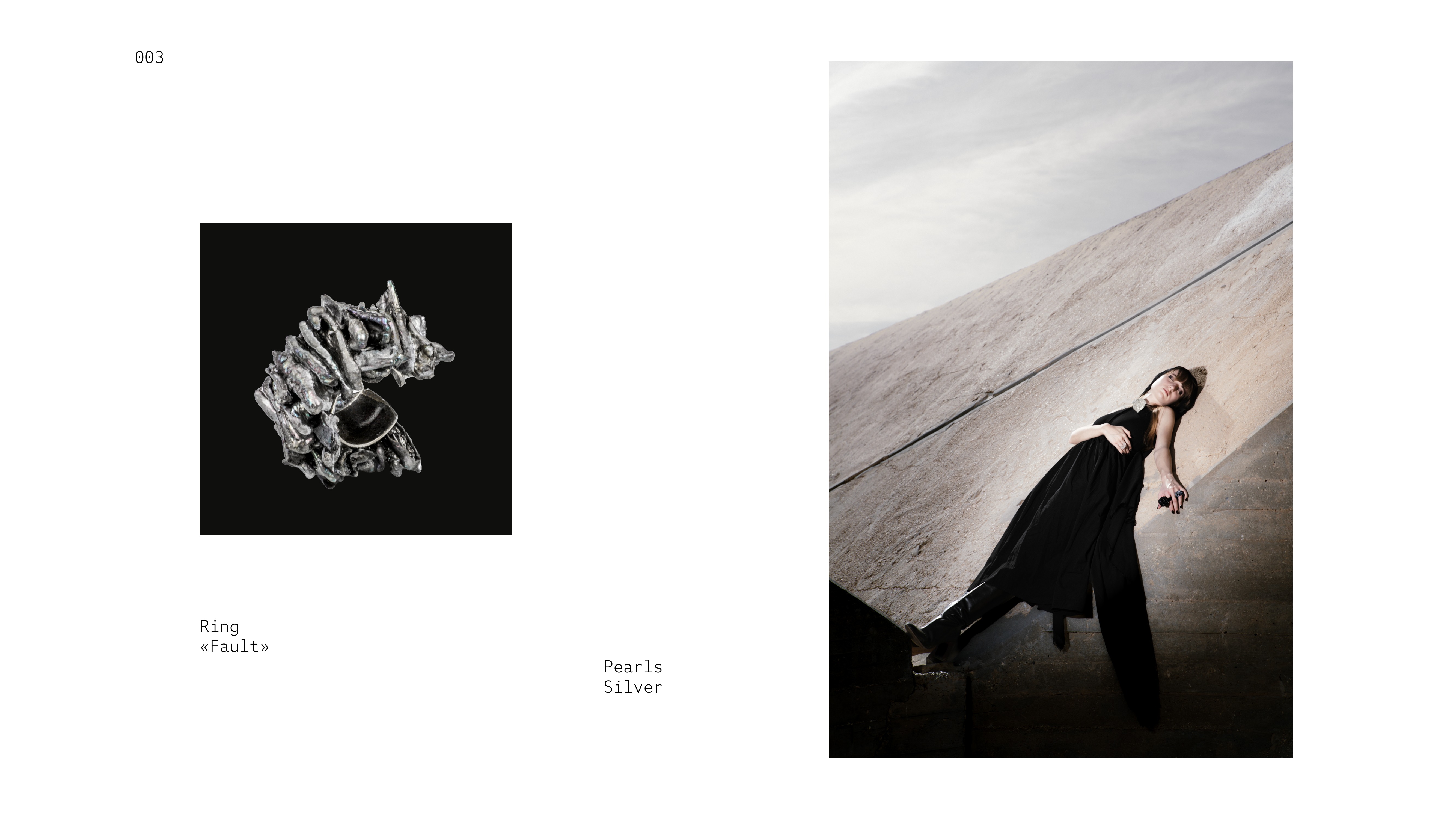 THIRST 003 — Ring «Fault» — Pearls, Silver