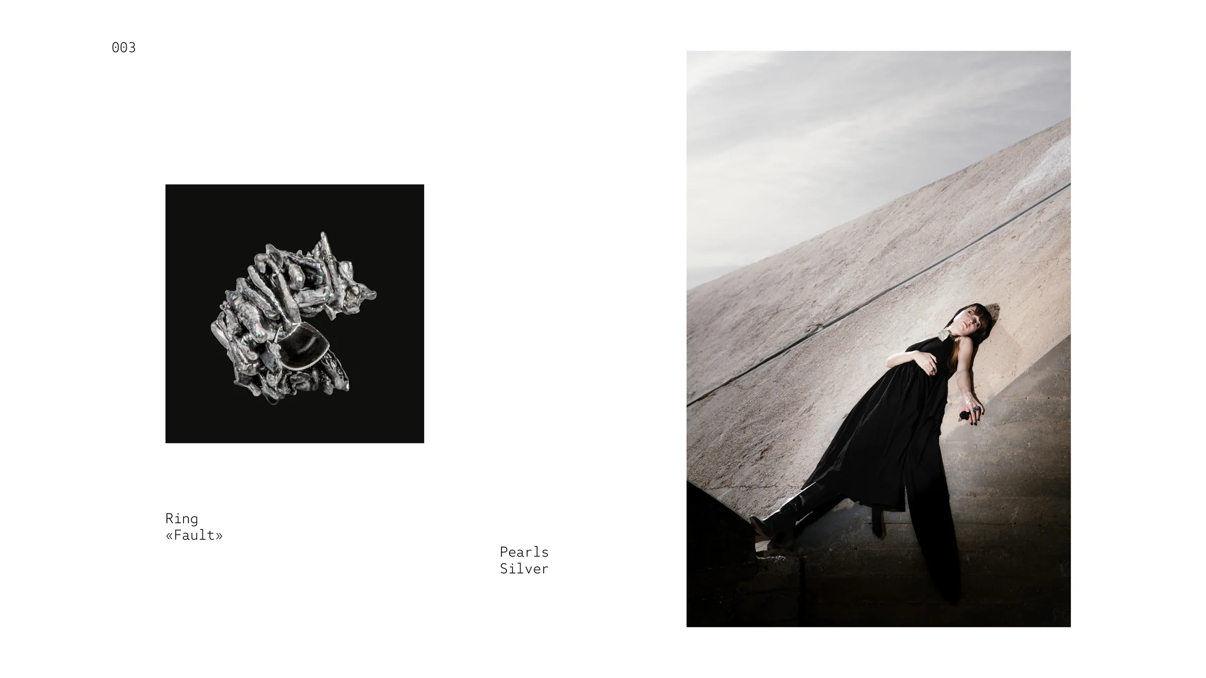 THIRST 003 — Ring «Fault» — Pearls, Silver