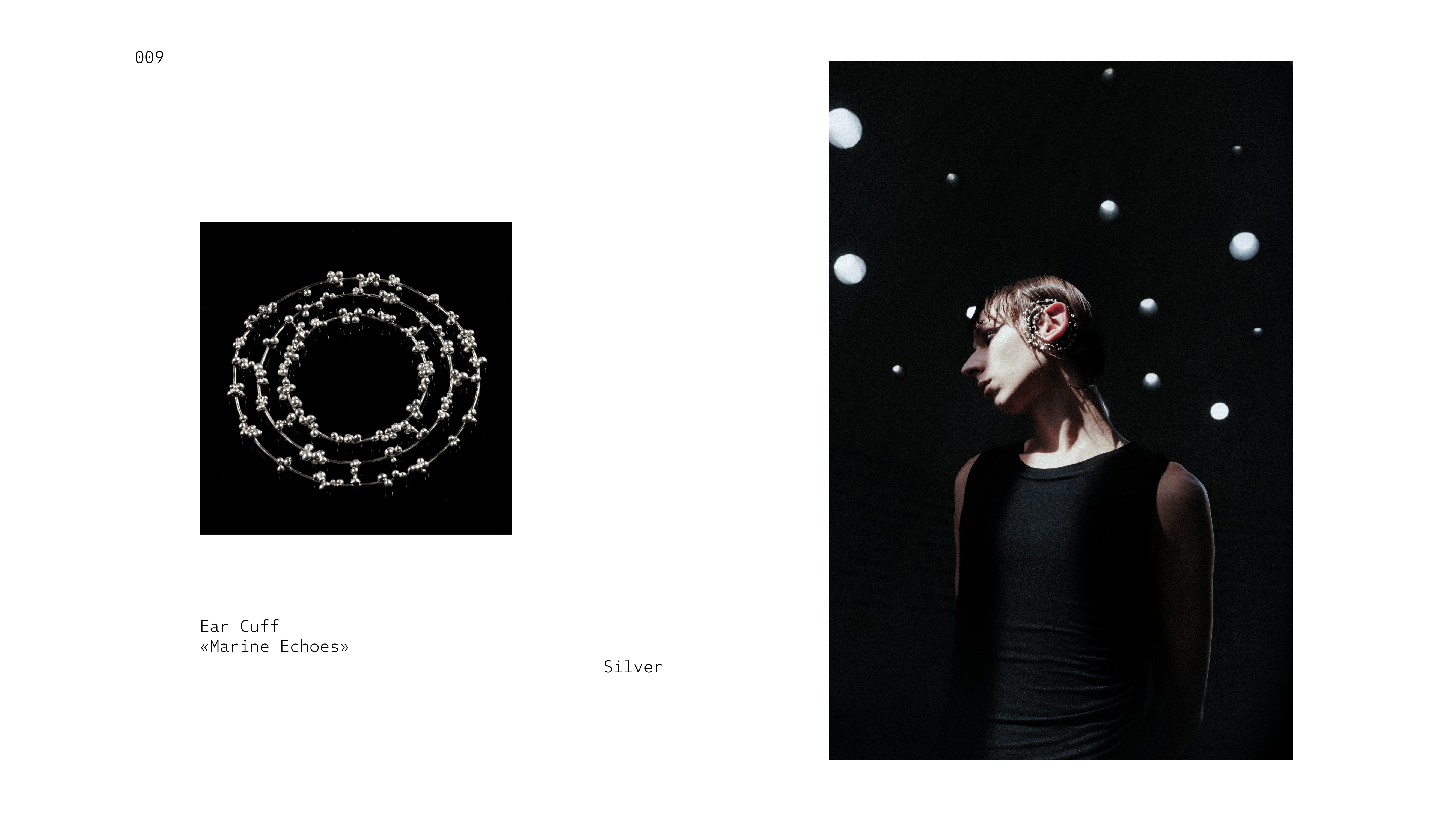 THIRST 009 — Ear Cuff «Marine Echoes» — Silver