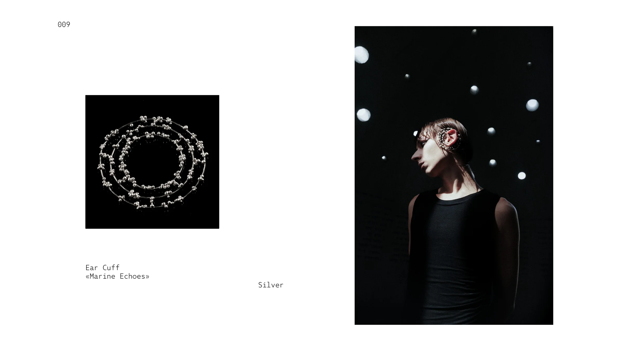 THIRST 009 — Ear Cuff «Marine Echoes» — Silver